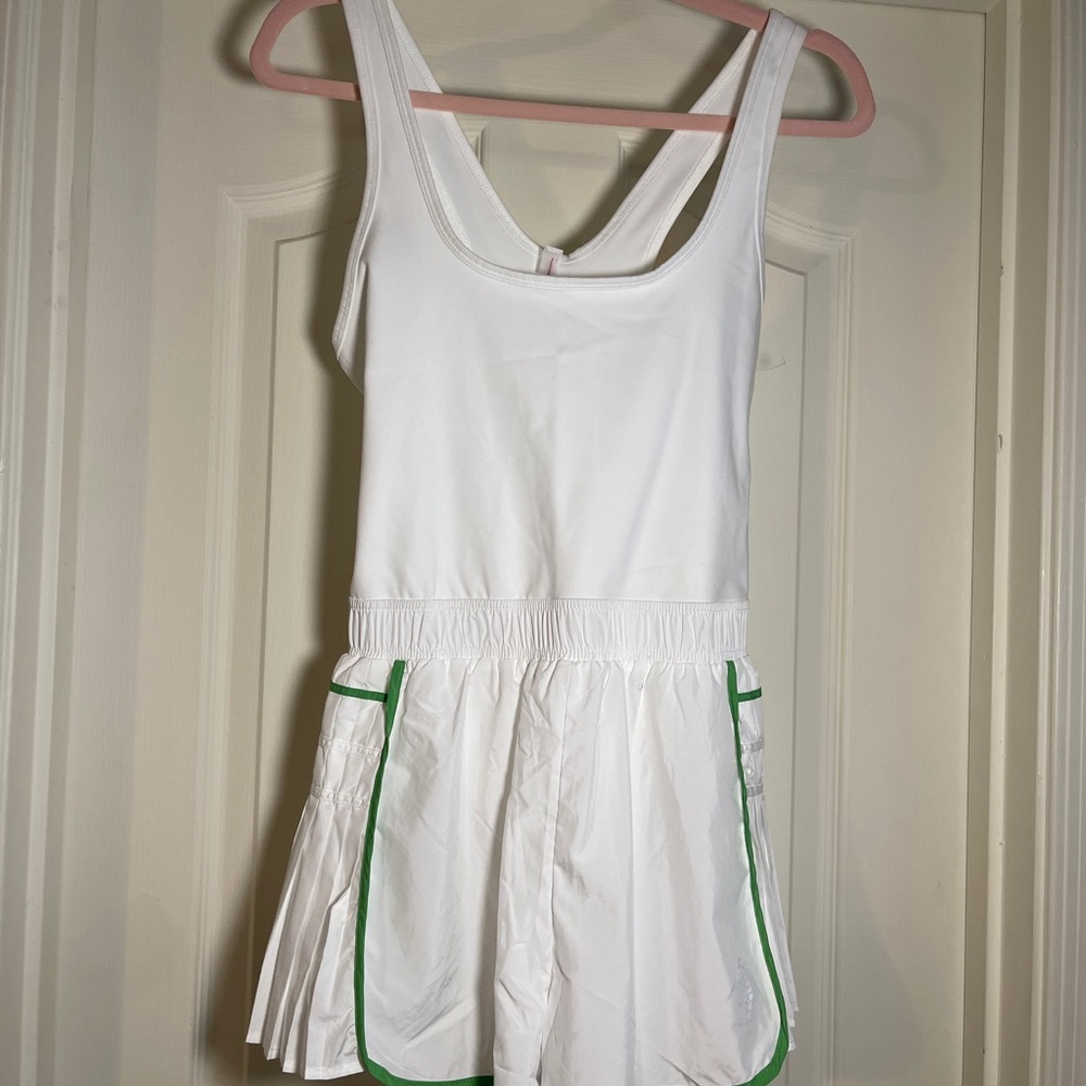 NWOT Free People Movement White shorts with Green Accents